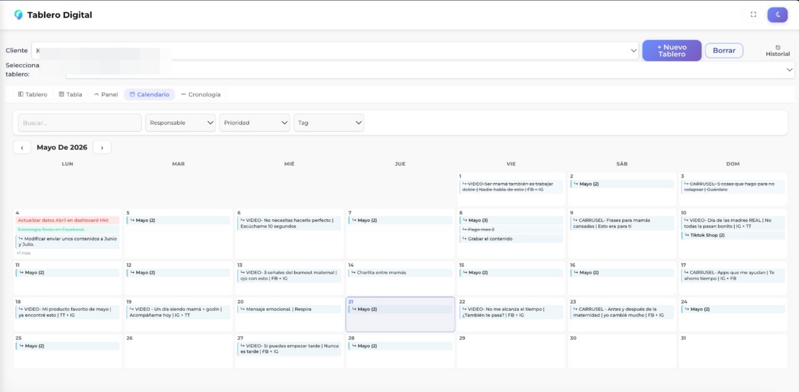 Vista Calendario